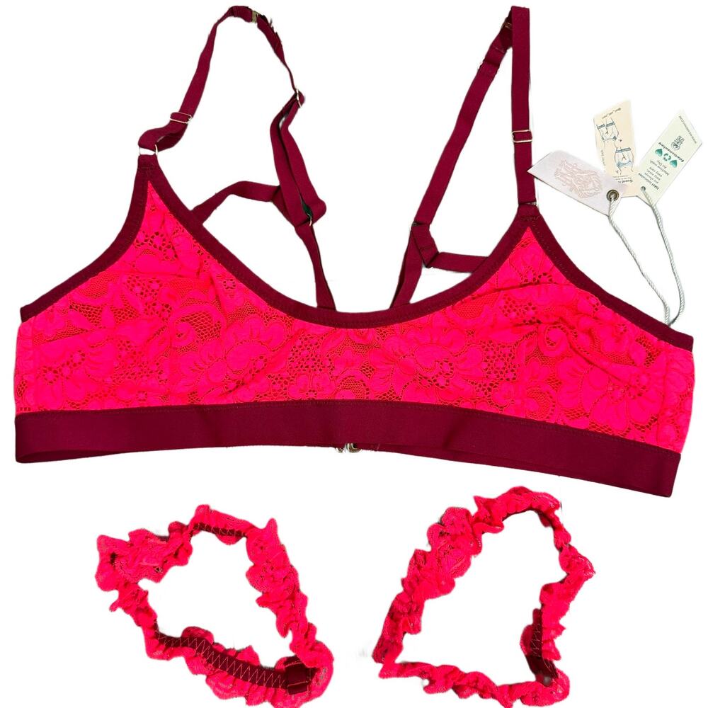 We are HAH Guard Her Convertible Bra or Garter Belt Wear 4 Ways Lava  Large 3pcs